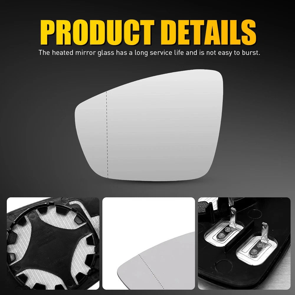 Car Left Side Mirror glass for VW POLO 2010-2017 Heated Convex with Base Plate