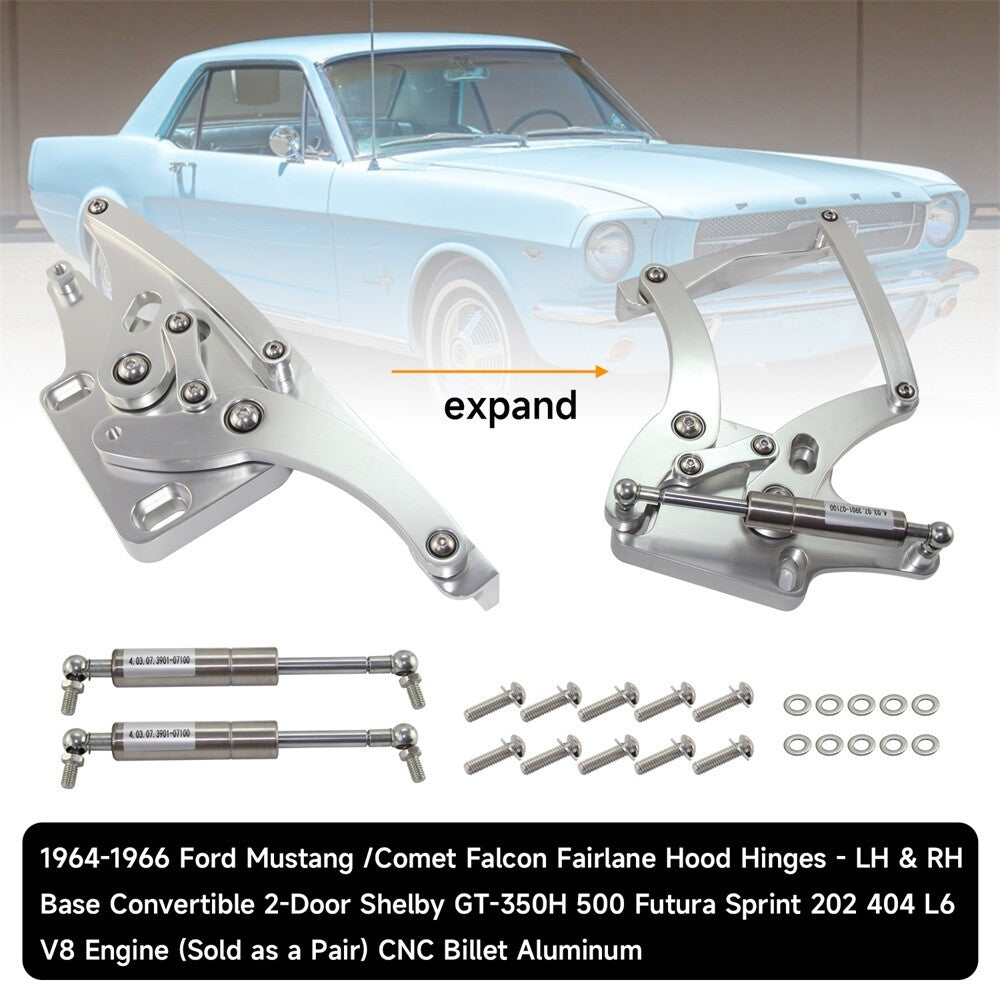 Hood Hinge Kit Left and Right For Ford Mustang 1964-1966 Fairlane 1963-1965
