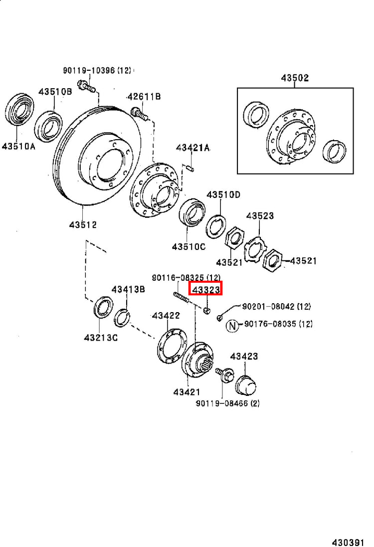 Genuine Hilux YN107 YN106 YN105 YN100 VZN172 Front Axle Hub Stud Cone Washer