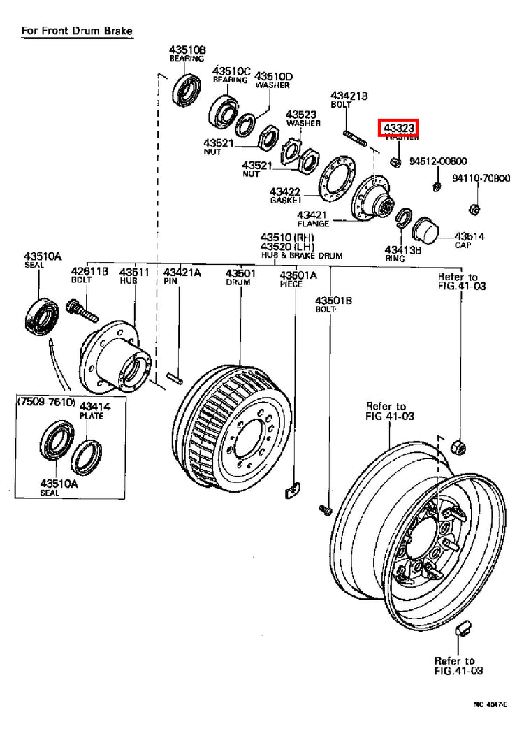 Genuine Hilux YN107 YN106 YN105 YN100 VZN172 Front Axle Hub Stud Cone Washer
