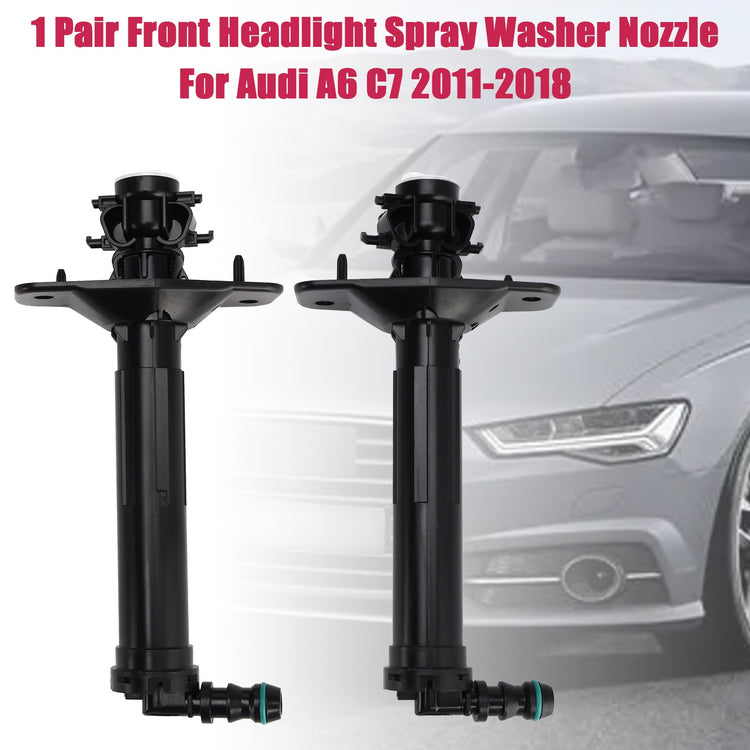 1 Pair Front Headlight Spray Washer Nozzle For Audi A6 C7 2011-2018 TT