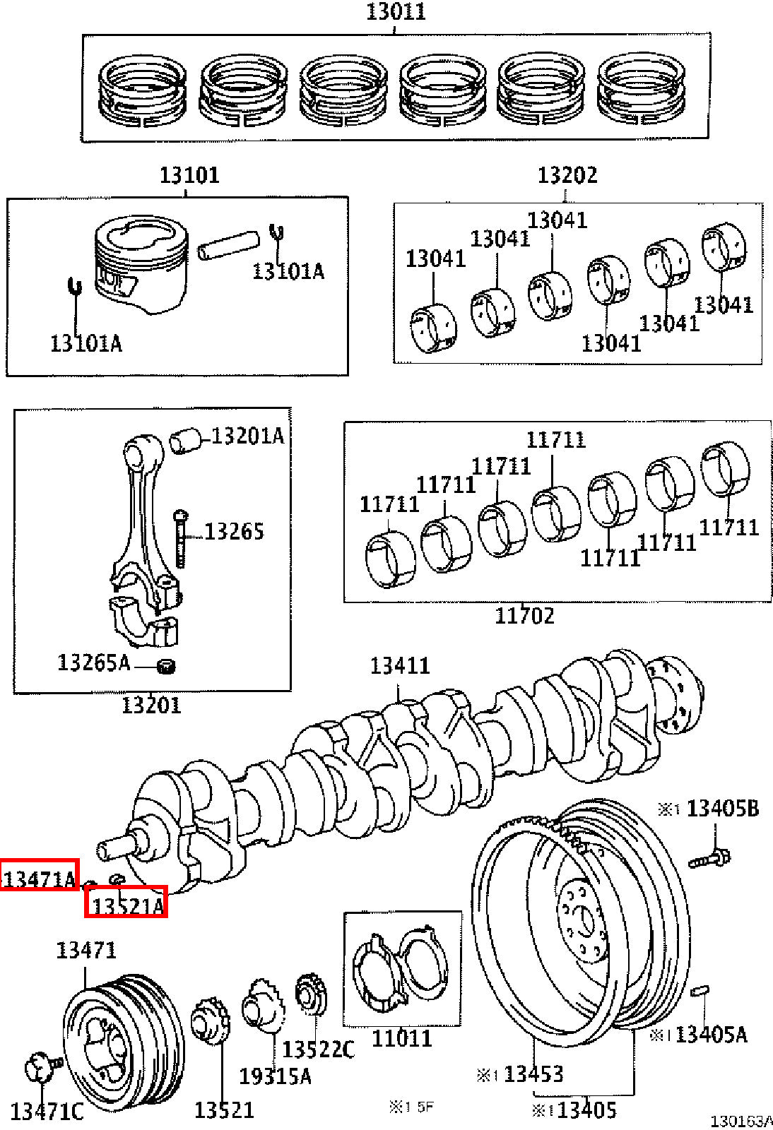 Genuine Hilux KZN205 KZN165 KZN130 Crankshaft Pulley Woodruff Key