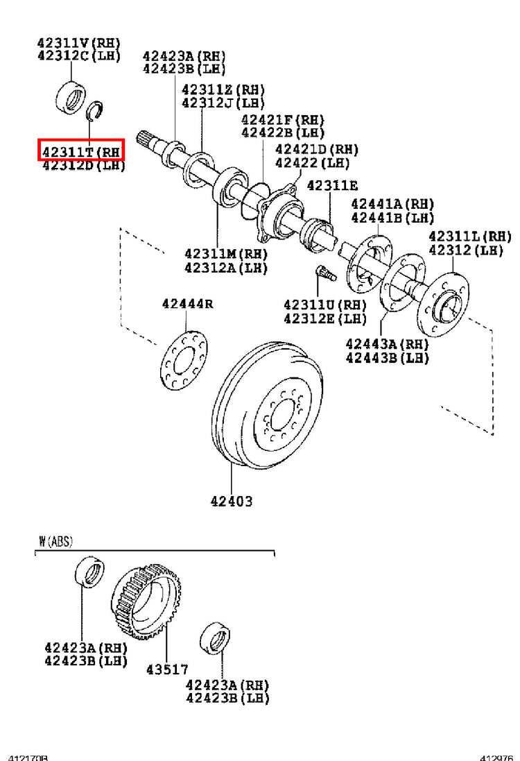 Genuine Fortuner KUN51 KUN50 KUN156 GUN166 GUN165 LH Rear Axle Shaft Snap Ring