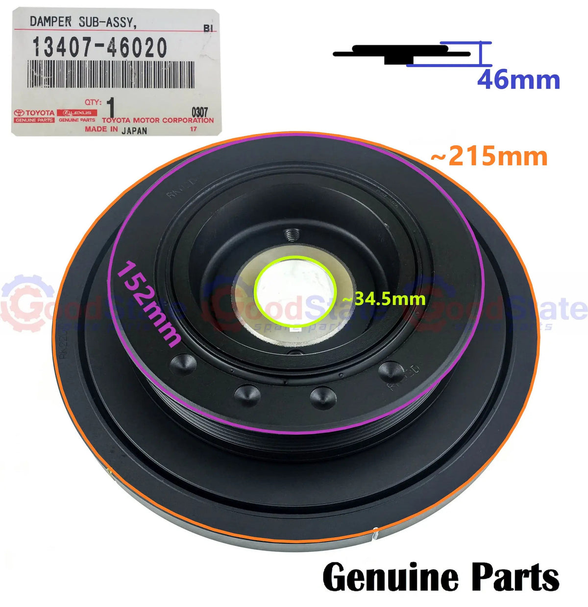 Genuine Lexus IS300 JCE10 2JZ 3.0 Petrol Harmonic Balancer Crank Damper Pulley