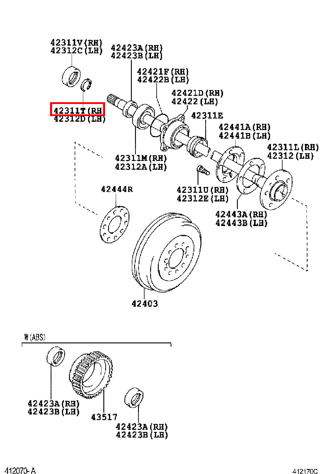 Genuine Fortuner KUN51 KUN50 KUN156 GUN166 GUN165 LH Rear Axle Shaft Snap Ring