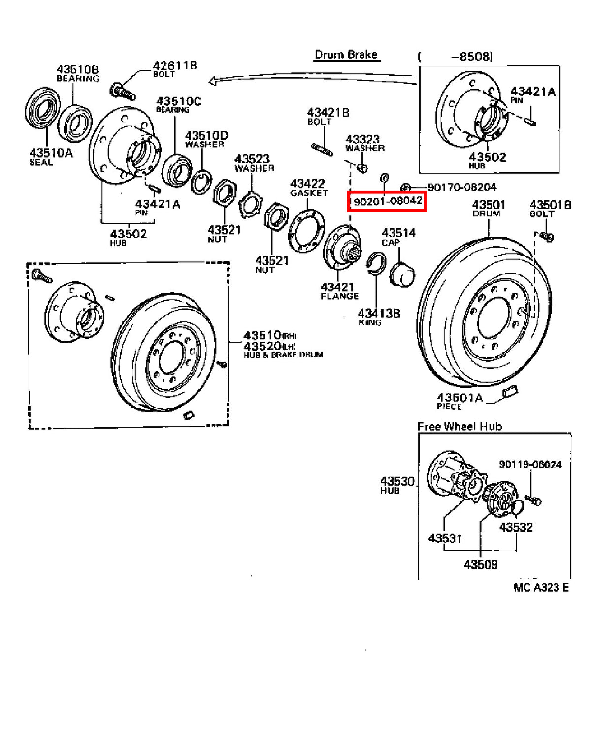 Genuine Regius Ace KZH138 T100 VCK21 VCK20 Front Axle Hub Stud Washer
