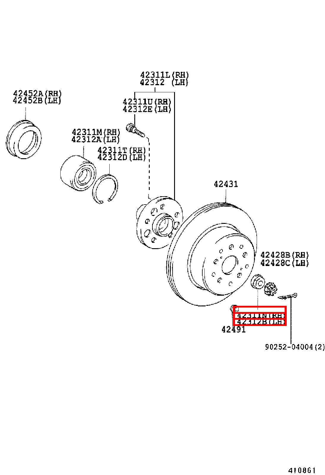 Genuine Hiace RCH29 RCH28 RCH23 RCH22 RCH19 RCH18 RCH13 Rear Axle Shaft Nut