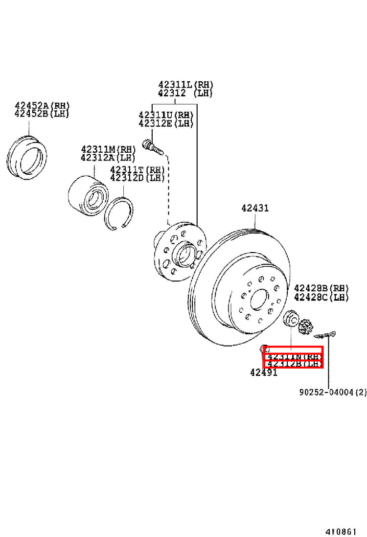 Genuine Hiace RCH29 RCH28 RCH23 RCH22 RCH19 RCH18 RCH13 Rear Axle Shaft Nut