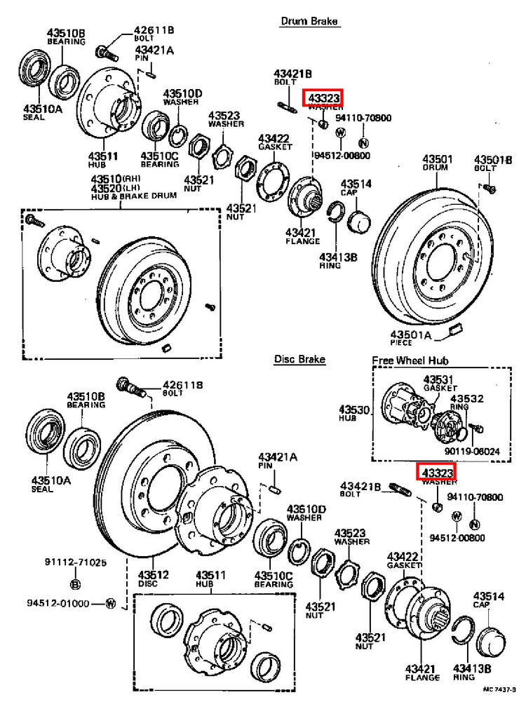 Genuine Hilux YN107 YN106 YN105 YN100 VZN172 Front Axle Hub Stud Cone Washer