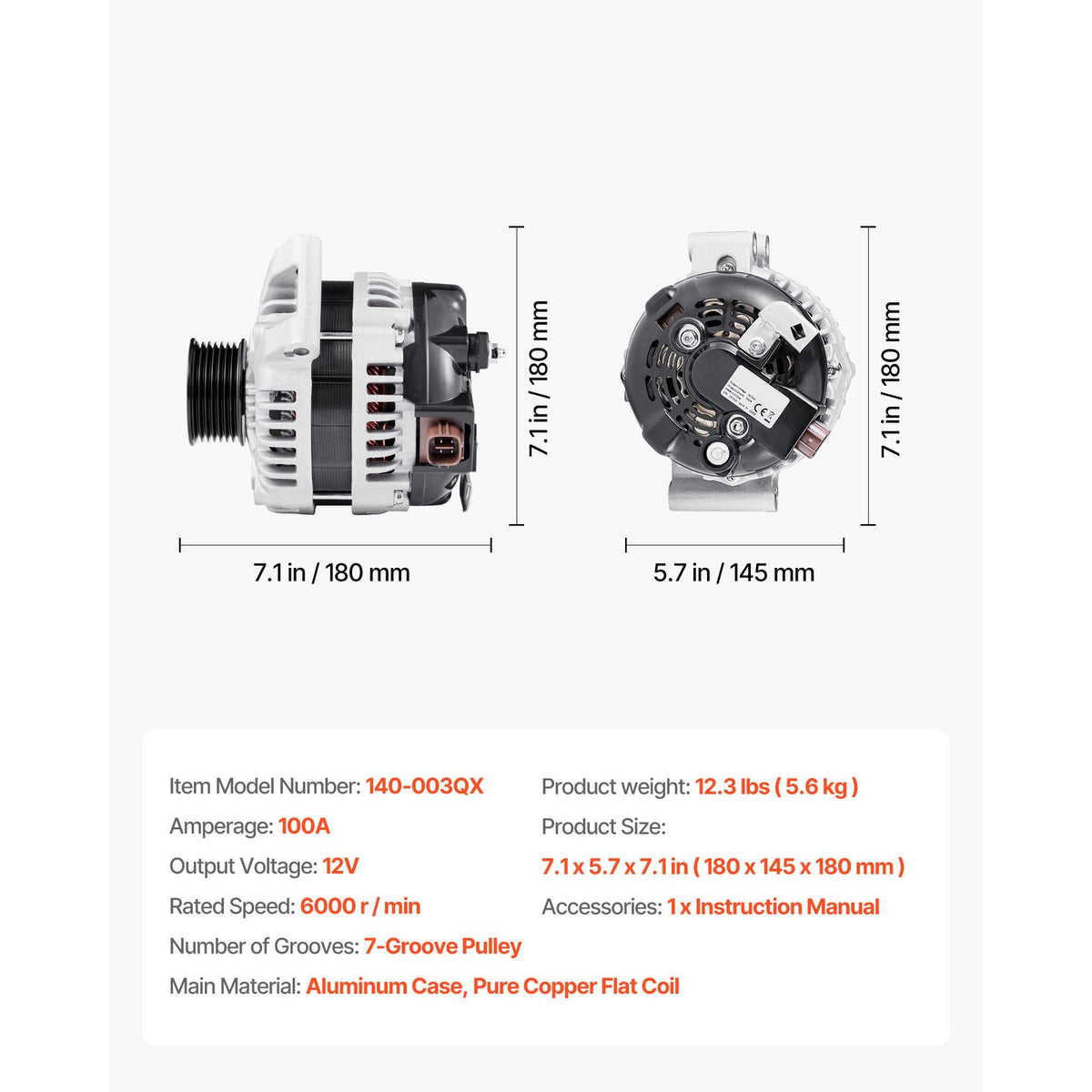 Uimoso Car Alternator for Acura CSX 2.0L 06-11 & Honda Accord 2.4L 03-07