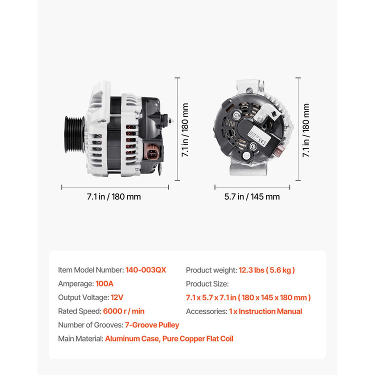 Uimoso Car Alternator for Acura CSX 2.0L 06-11 & Honda Accord 2.4L 03-07