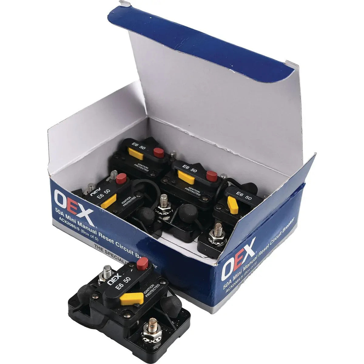 OEX ACX2085/5 50A Mini Manual Reset Circuit Breaker Type 3 Switchable Box of x5