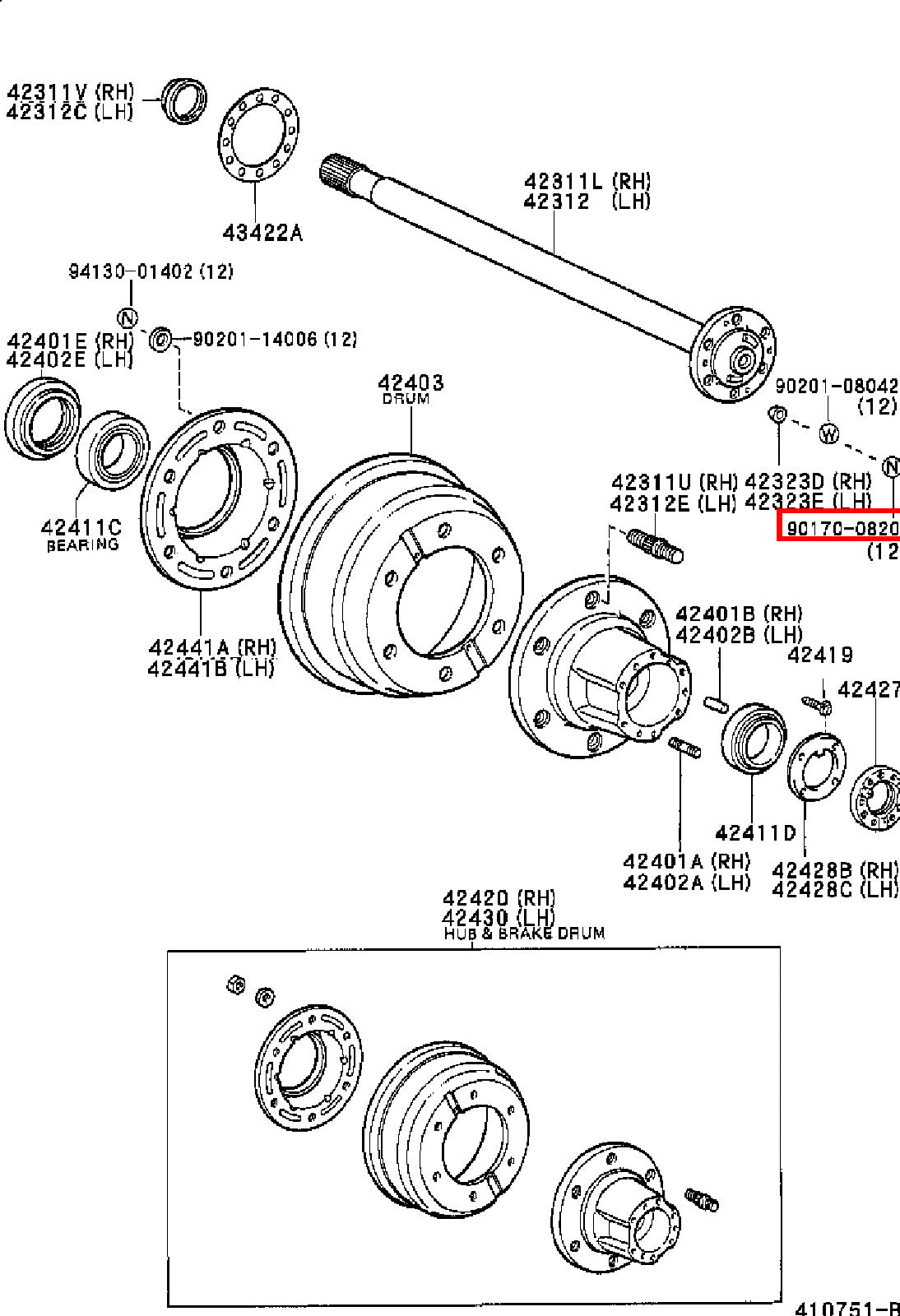 Genuine Dyna YY211 LY235 LY212 LY211 Dyna ToyoAce KDY220 Rear Axle Hub Stud Nut