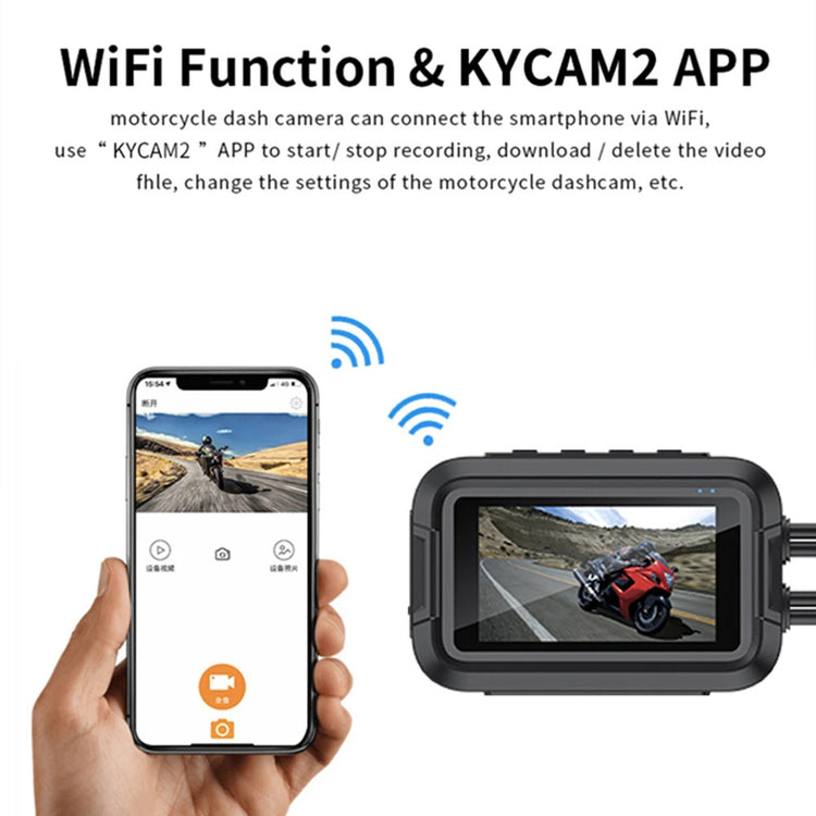 Dual 1080P Motorcycle DVR Dash Cam Front Rear Camera WiFi GPS Waterproof