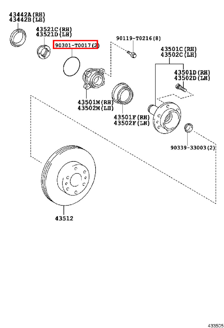 Genuine Hilux TGN36 Front Wheel Bearing Seal O Ring
