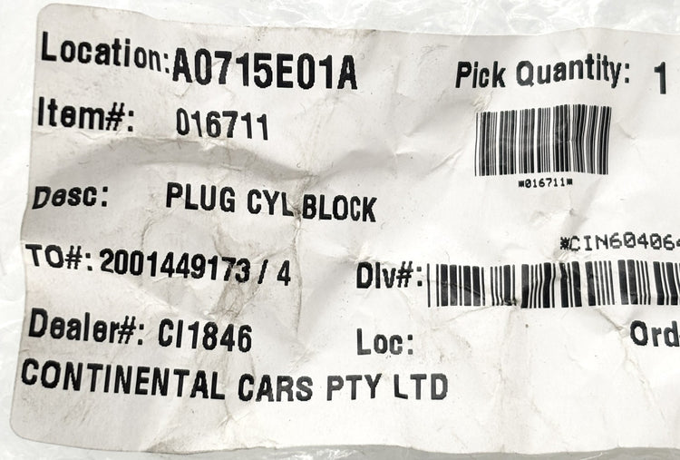 Genuine Citroen C4 C5 C8 DS4 1.8L | 2.0L Engine Threaded Plug 25X150 016711 OEM