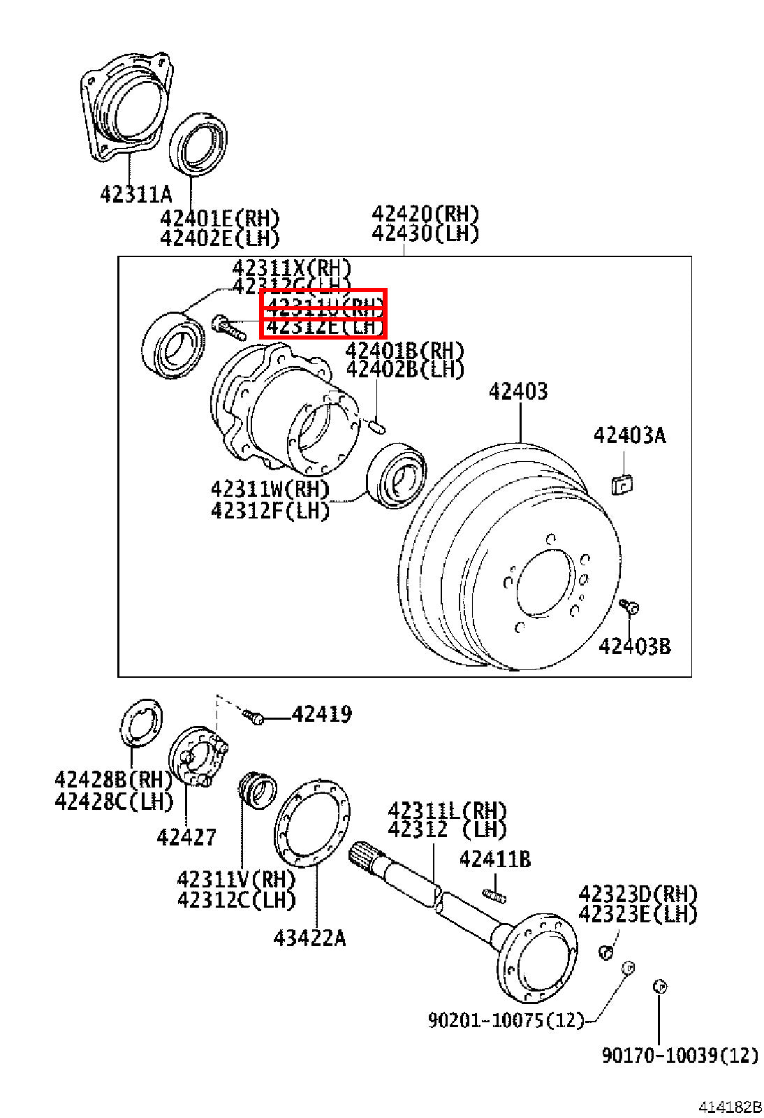 Genuine Sequoia USK65 USK60 UPK65 UPK60 UCK65 UCK60 Front Wheel Hub Stud Bolt