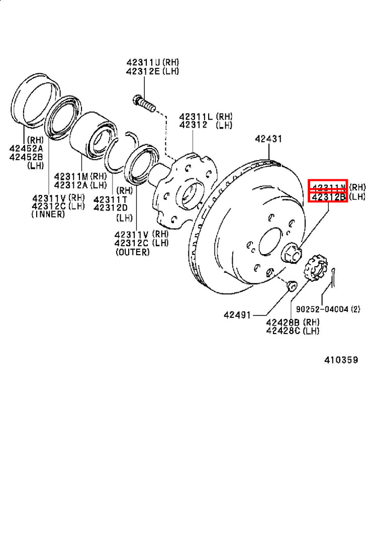 Genuine Hiace RCH29 RCH28 RCH23 RCH22 RCH19 RCH18 RCH13 Rear Axle Shaft Nut