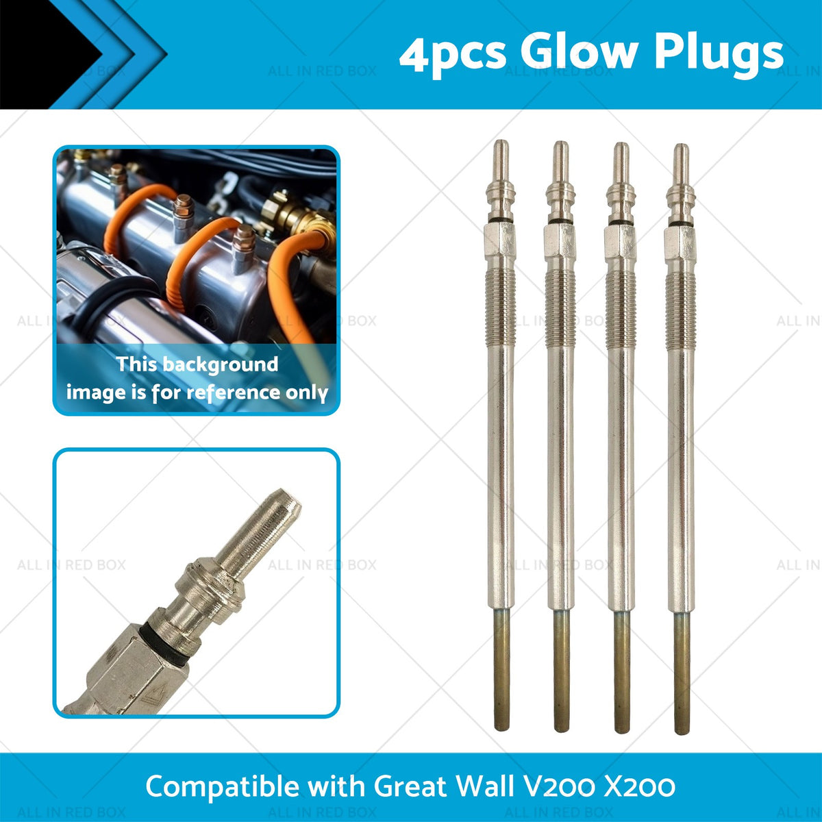 4x Glow Plugs Suitable for Great Wall V200 X200 STEED GW4D20 2.0L Diesel Engine