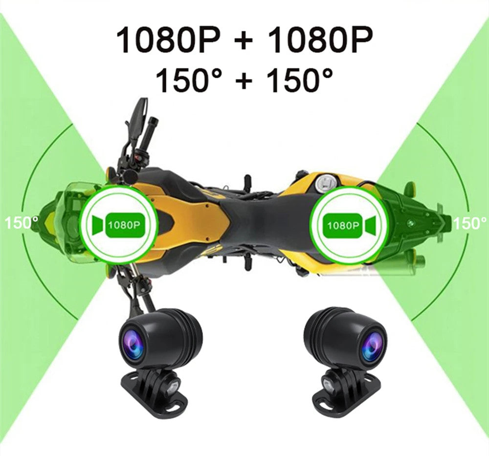 Dual 1080P Motorcycle DVR Dash Cam Front Rear Camera WiFi GPS Waterproof