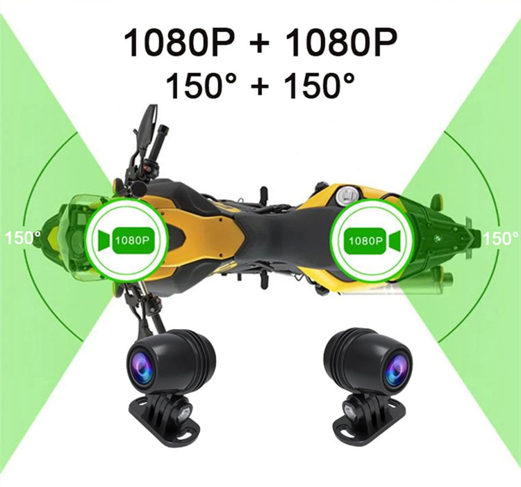 Dual 1080P Motorcycle DVR Dash Cam Front Rear Camera WiFi GPS Waterproof