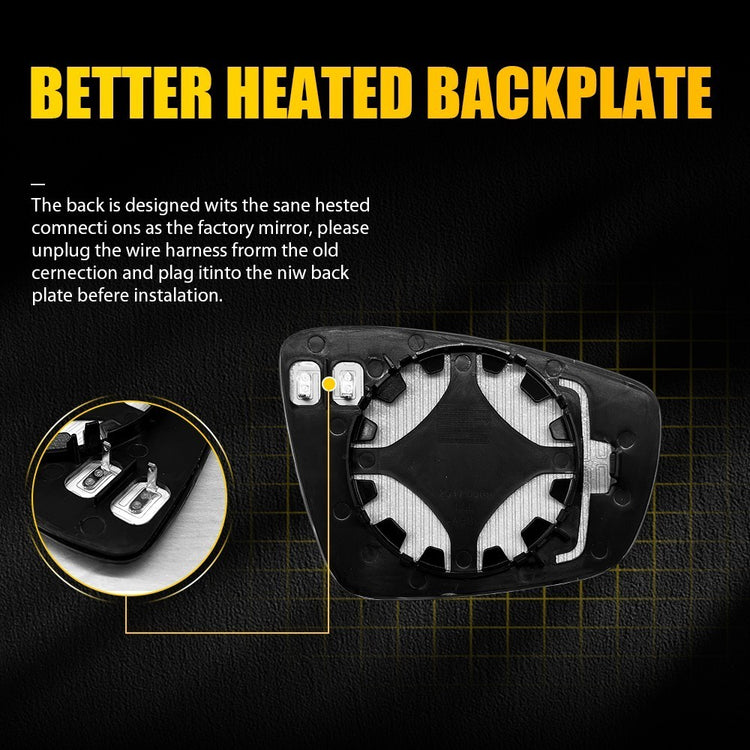 Wing Mirror Glass Left Heated Convex for VW Polo 10-17 Backing Plate