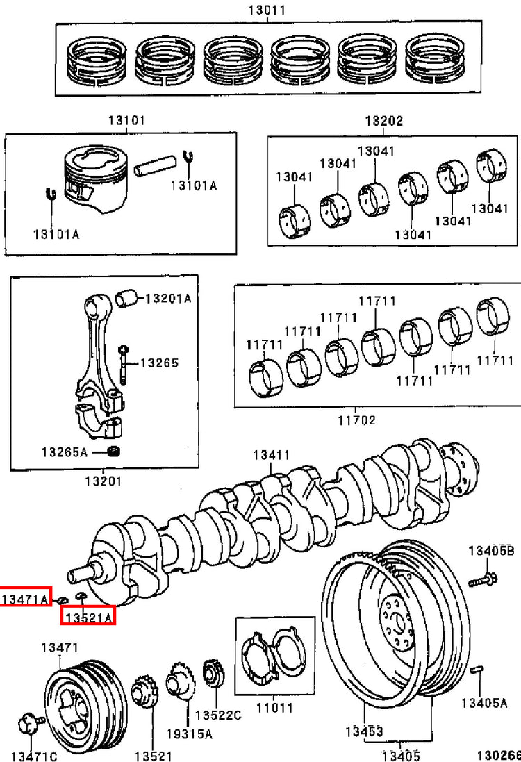 Genuine Hilux KZN205 KZN165 KZN130 Crankshaft Pulley Woodruff Key