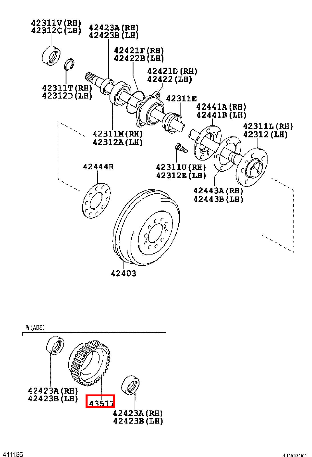 Genuine Hilux KZN165 KUN36 KUN35 KUN26 KUN25 KUN16 KUN15 Rear Axle ABS Rotor