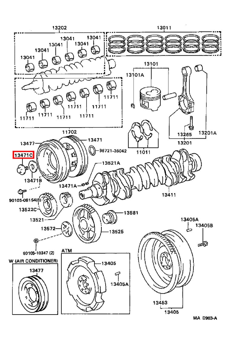 Genuine LandCruiser HDJ79 HDJ78 1HD Crankshaft Harmonic Balancer Pulley Bolt