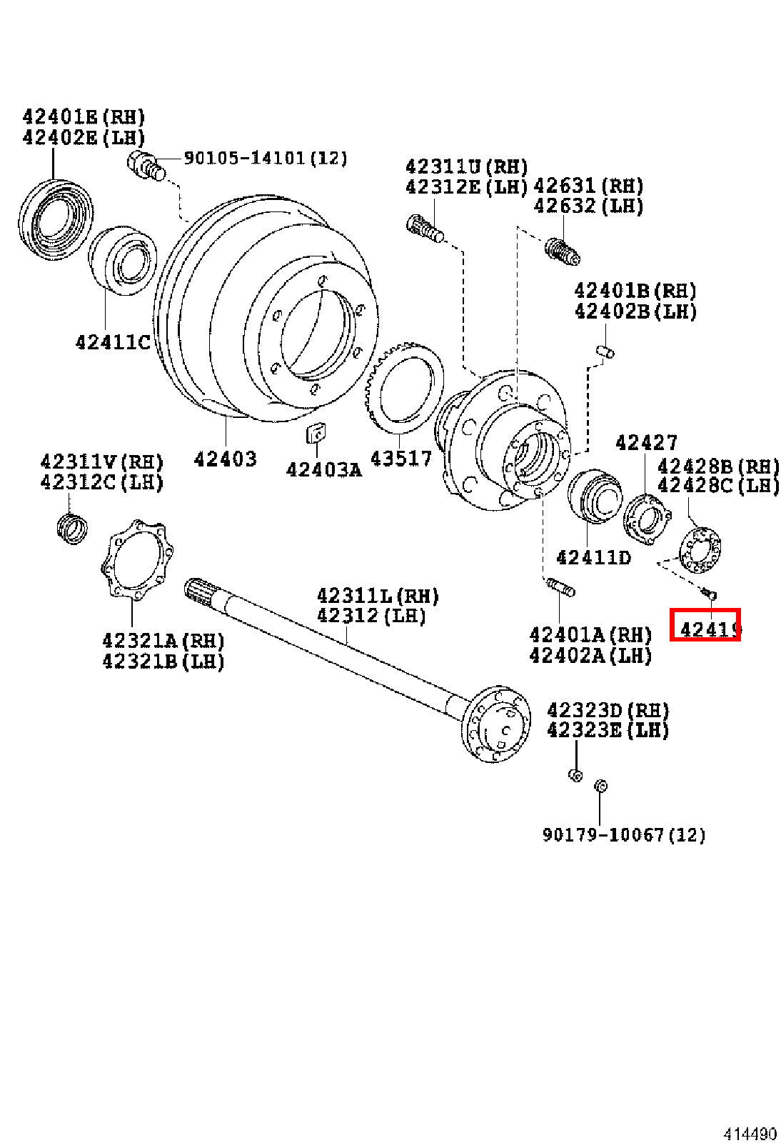 Genuine Dyna ToyoAce RZY281 RZY231 RZY230 Rear Wheel Bearing Hub Nut Screw
