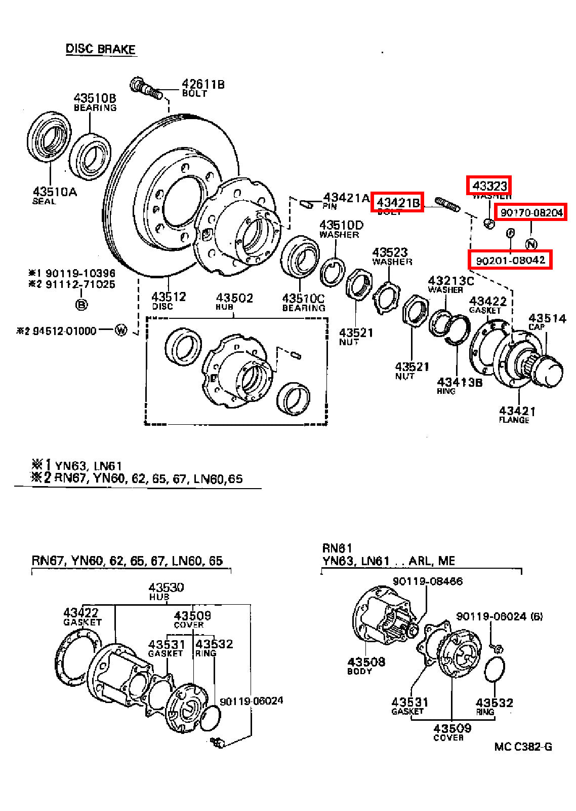 Genuine Dyna ToyoAce KDY270 KDY231 KDY230 Axle Hub Stud Washer Nut 8mm Kit