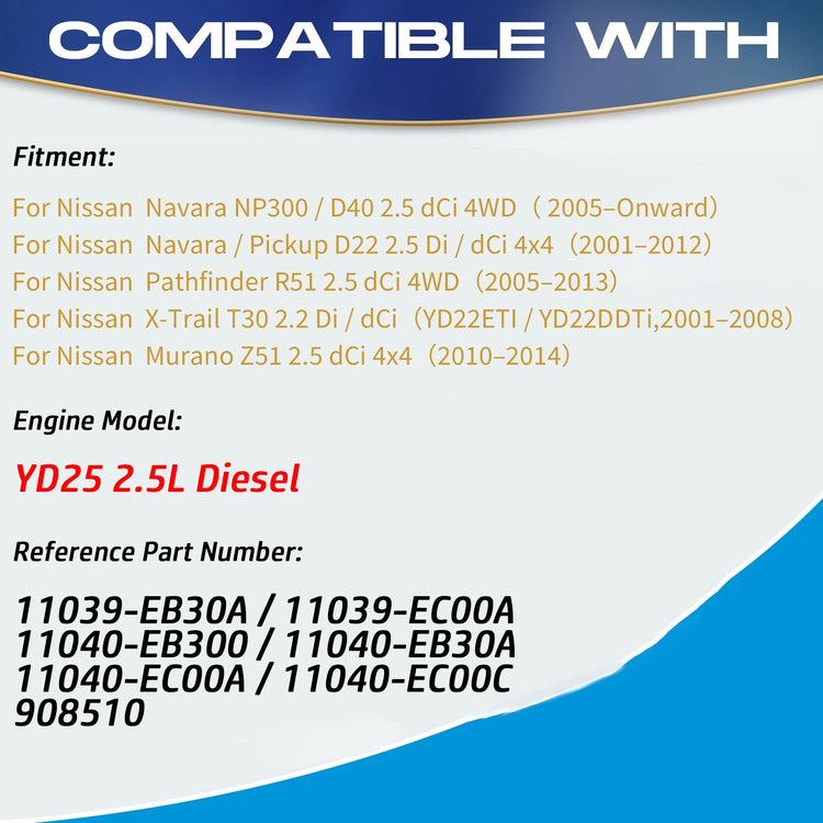 Complete Cylinder Head Kit for Nissan Navara D40 D22 2.5L YD25 Diesel 2005-2019