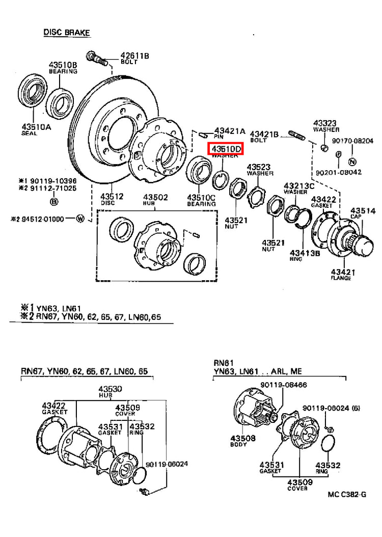 Genuine Regius RCH47 KCH46 Regius Ace KZH120 KZH106 Front Axle Lock Washer