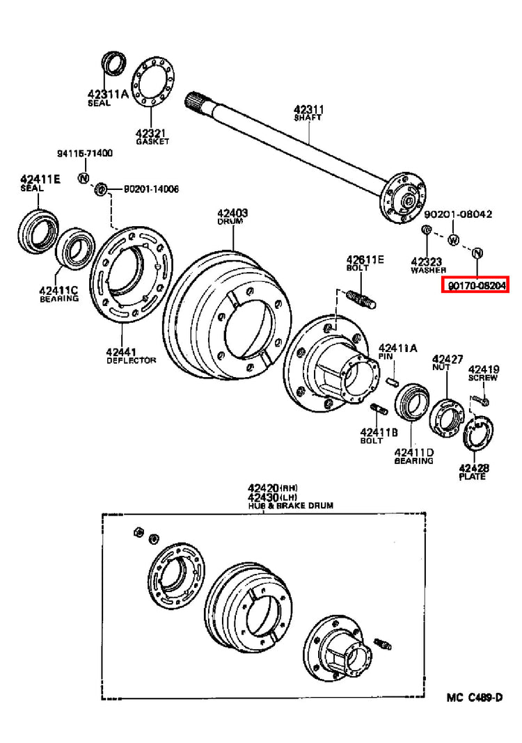 Genuine Dyna YY211 LY235 LY212 LY211 Dyna ToyoAce KDY220 Rear Axle Hub Stud Nut