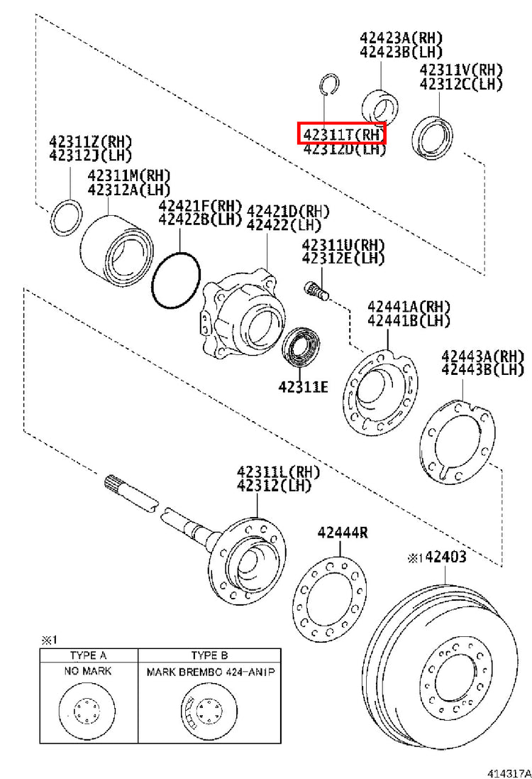 Genuine Fortuner KUN51 KUN50 KUN156 GUN166 GUN165 LH Rear Axle Shaft Snap Ring