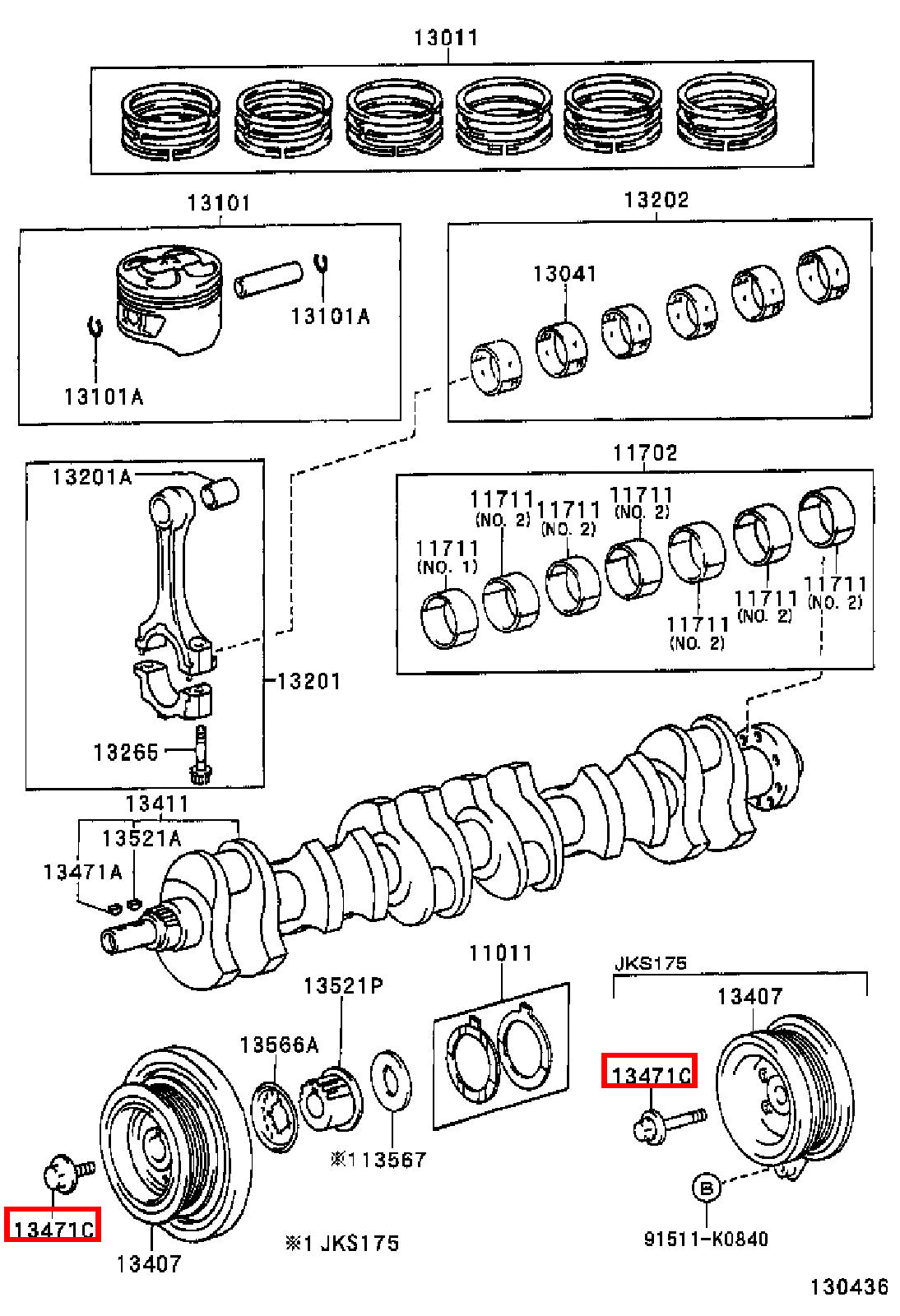 Genuine Crown JZS171 1JZ GTE Crankshaft Harmonic Balancer Pulley Bolt