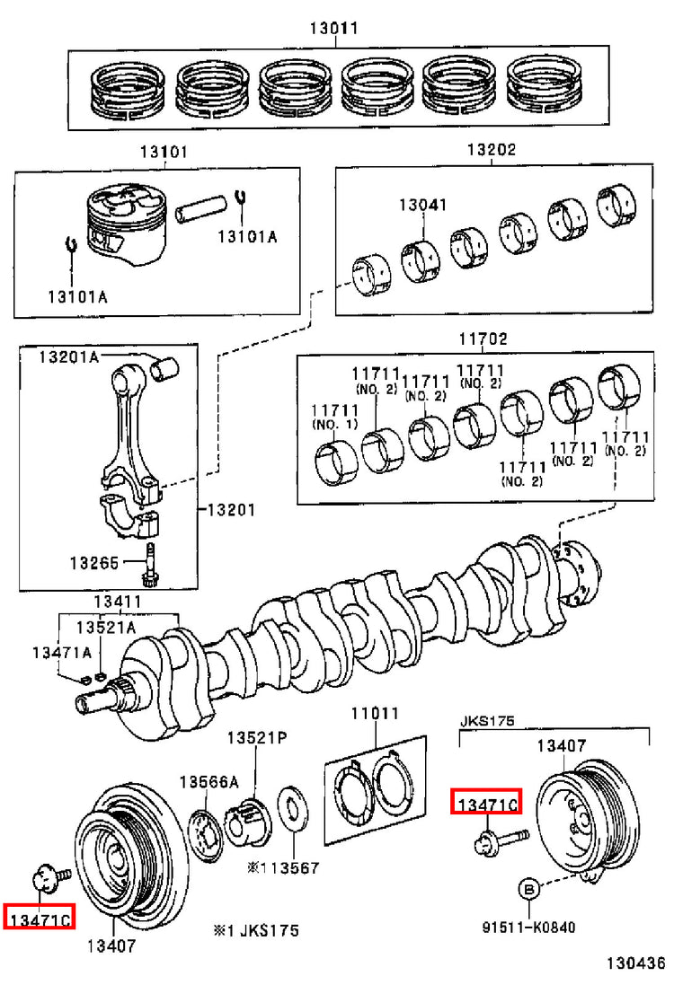 Genuine Crown JZS171 1JZ GTE Crankshaft Harmonic Balancer Pulley Bolt