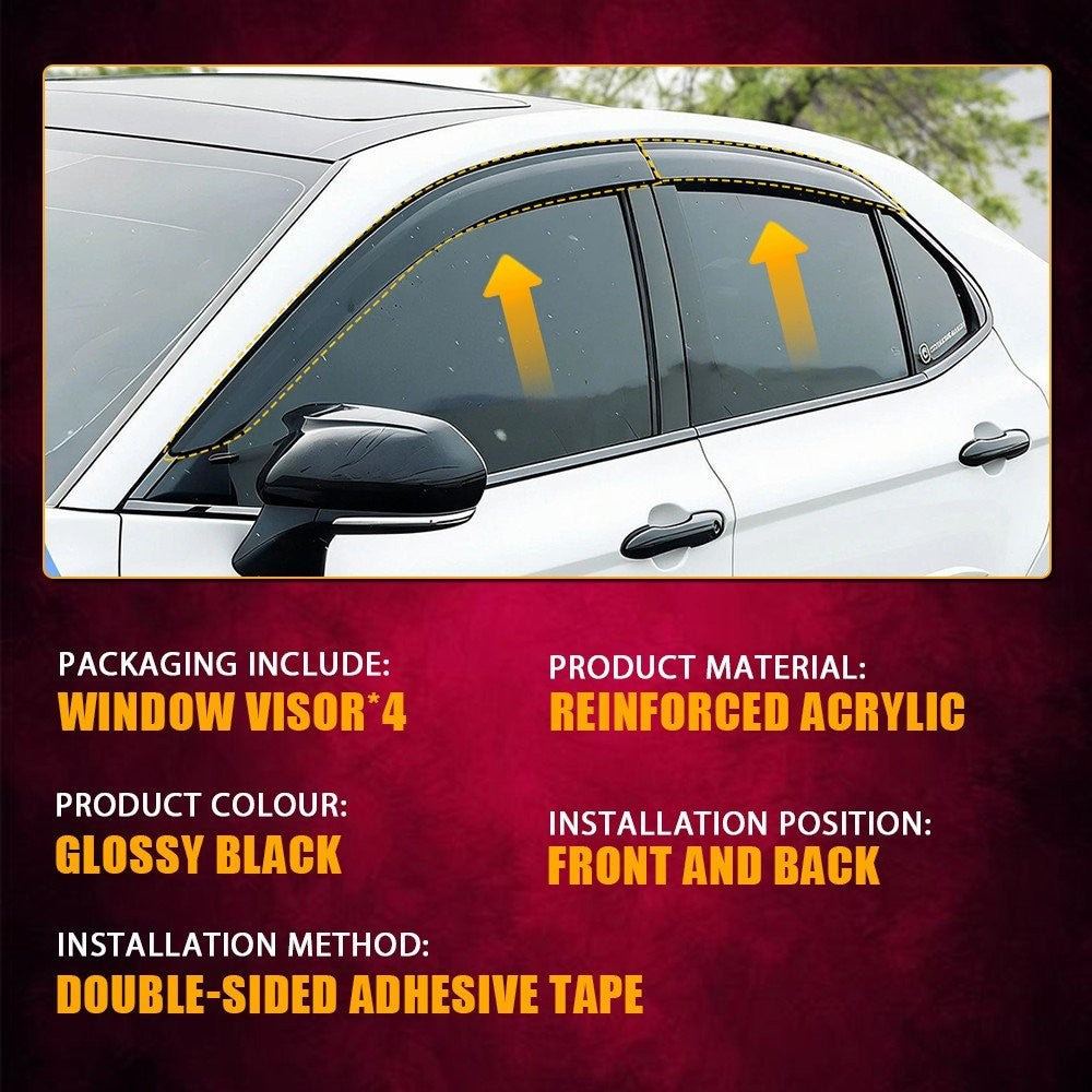 Full Set Weathershields Window Visors For Toyota Camry XV70 Sedan 2017-24 Black