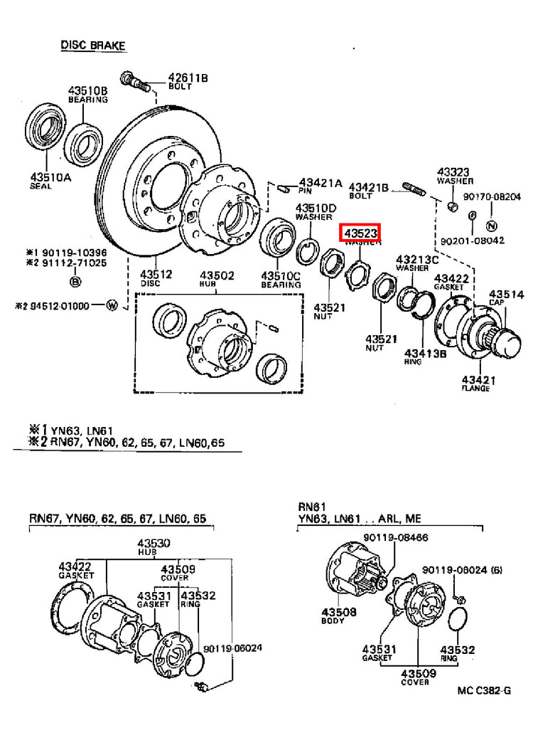 Genuine Dyna LY230 LY220 Dyna ToyoAce KDY220 Front Wheel Bearing Lock Tab Washer