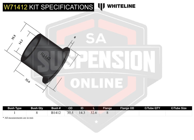 Whiteline W71412 - Leaf Spring - fits rear Eye and ShFits Ackle Bushing Kit (Bus