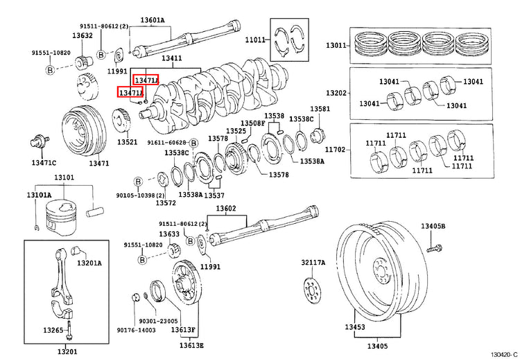 Genuine Hilux KZN205 KZN165 KZN130 Crankshaft Pulley Woodruff Key