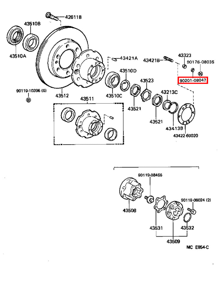 Genuine Regius Ace KZH138 T100 VCK21 VCK20 Front Axle Hub Stud Washer