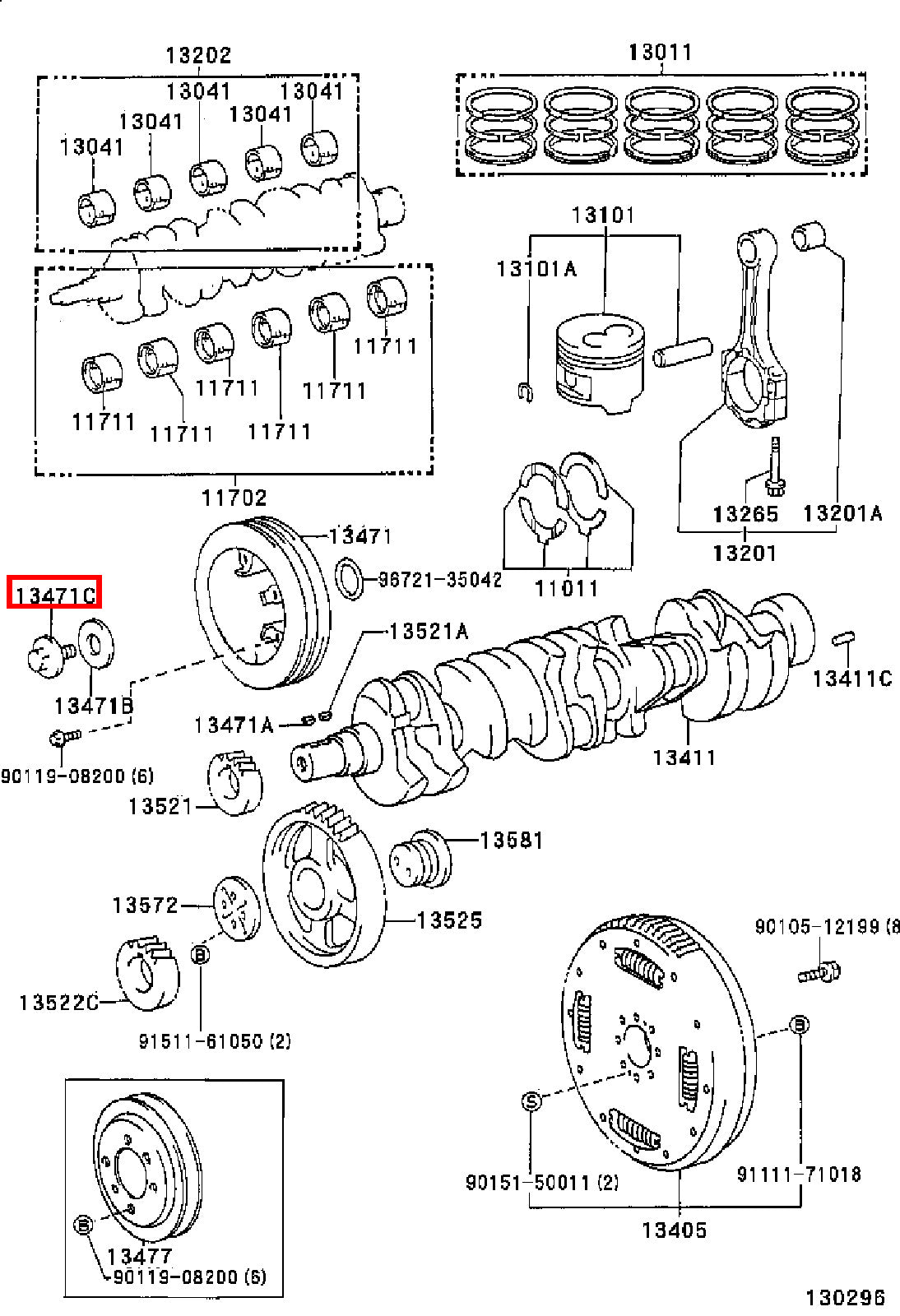 Genuine LandCruiser HDJ79 HDJ78 1HD Crankshaft Harmonic Balancer Pulley Bolt