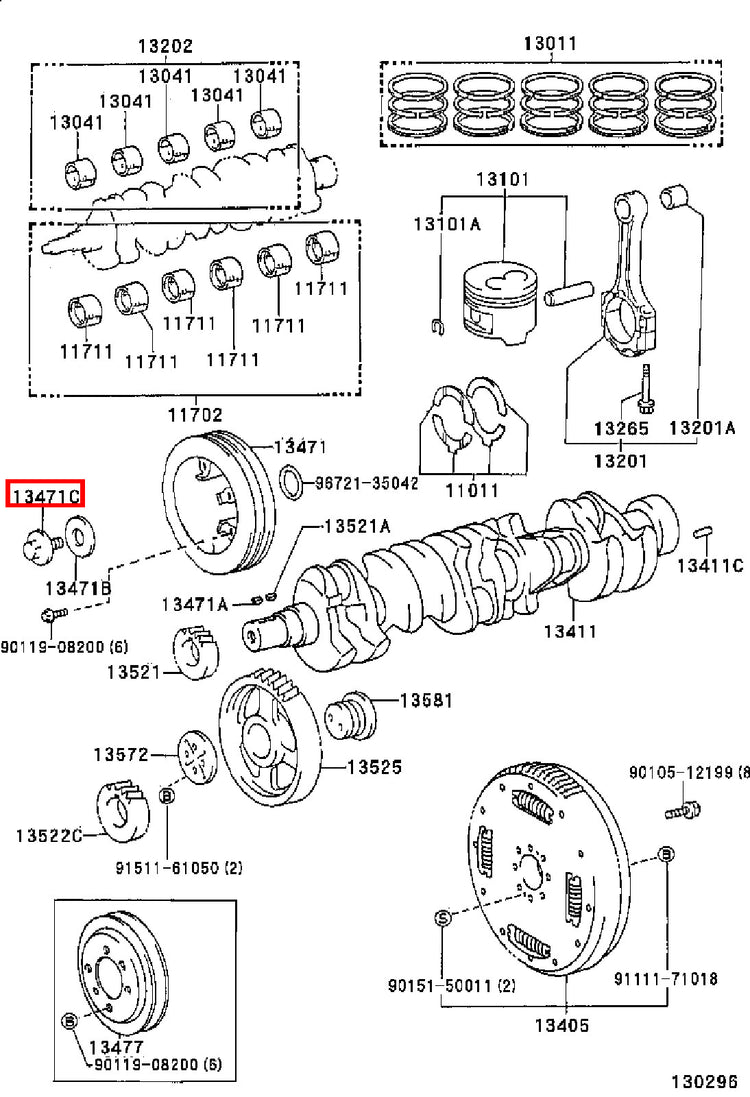 Genuine LandCruiser HDJ79 HDJ78 1HD Crankshaft Harmonic Balancer Pulley Bolt