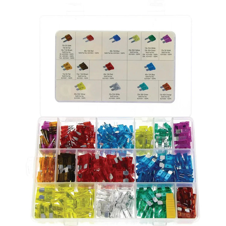 OEX ACX1738 Standard & Mini Blade Fuse Assortment Kit - 371 Pieces