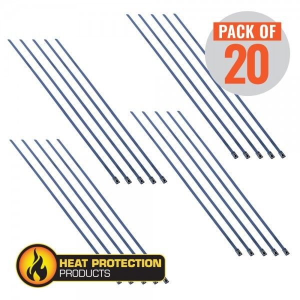Exhaust Wrap Stainless Steel Locking Ties 355mm (14 Inch) Long Heavy Duty Qty 20
