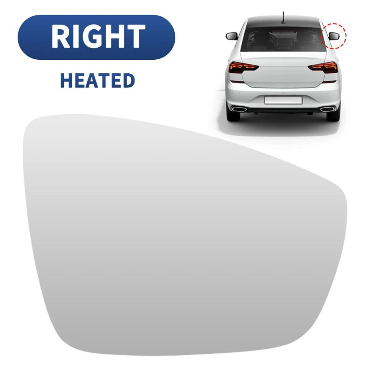Car Driver Right Side mirror glass Heated Convex with Base for VW POLO 2010-2017