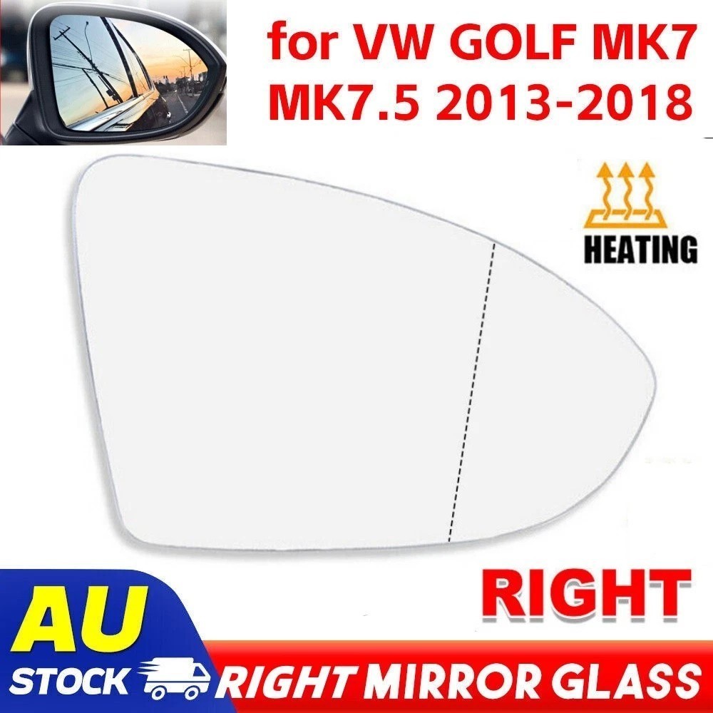 Right Side Mirror Glass for VW GOLF MK7 MK7.5 2013-2018 With Heated Convex Base