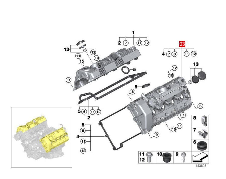 CYLINDER HEAD COVER LEFT & RIGHT FOR BMW 5 (E60) 540 i Saloon Petrol 2007-2009