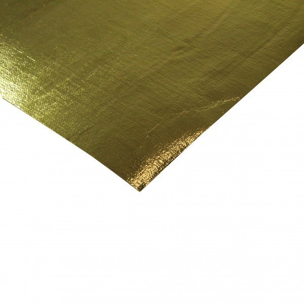 Heat Shield Gold Mat 620mm x 650mm Aluminised Fibreglass + adhesive Rated 590'C